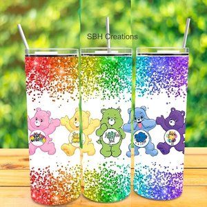 20 oz Adult care bears insulated tumbler with sliding lid and straw